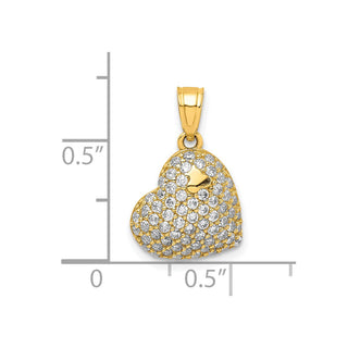10k Yellow Gold CZ Micro Pave Heart Pendant 10C1444