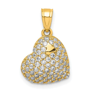 10k Yellow Gold CZ Micro Pave Heart Pendant 10C1444