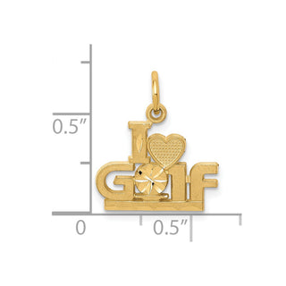10k Yellow Gold I HEART GOLF Charm 10C145