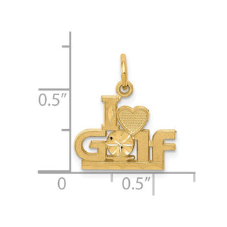 10k Yellow Gold I HEART GOLF Charm 10C145