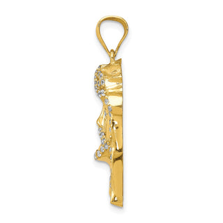 10k Yellow Gold Cubic Zirconia Micropave Jesus Face Pendant
