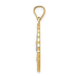 10k Yellow Gold With Rhodium-Plating Diamond-Cut Jesus Face Pendant