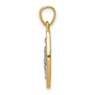 10k Yellow Gold w Rhodium-Plating Cubic Zirconia Pave Lady of Guadalupe Pendant