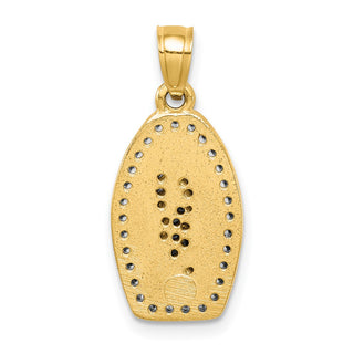 10k Yellow Gold w Rhodium-Plating Cubic Zirconia Pave Lady of Guadalupe Pendant
