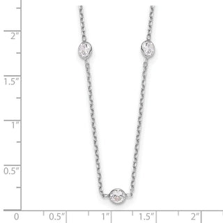 18" 10K White Gold Polished CZ 9 Station Necklace
