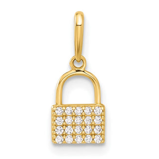 10K Yellow Gold Polished CZ Lock Charm