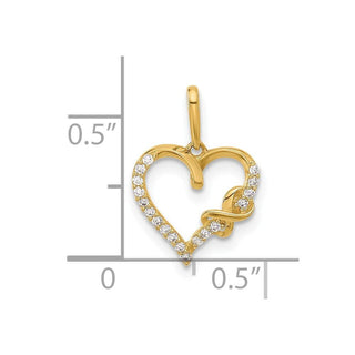 10K Yellow Gold Polished CZ Infinity on Heart Charm