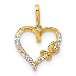 10K Yellow Gold Polished CZ Infinity on Heart Charm