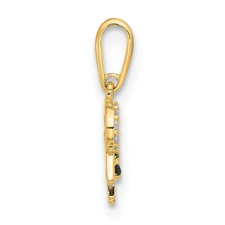 10K Yellow Gold Polished Clover Horseshoe Hamsa CZ Luck Pendant