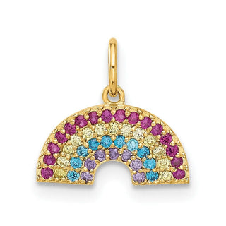 10K Yellow Gold Polished CZ Rainbow Charm
