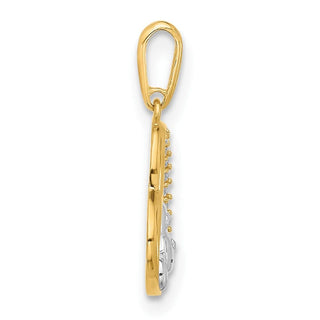 10K Yellow Gold and White Rhodium-plating CZ Dog In Heart Charm