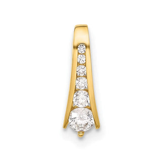 10K Yellow Gold Polished CZ Fancy Chain Slide Pendant