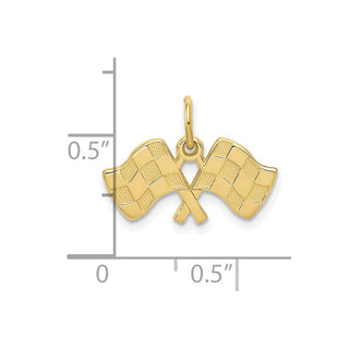 10K Yellow Gold Racing Flags Charm