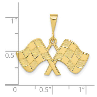 10K Yellow Gold Racing Flags Pendant