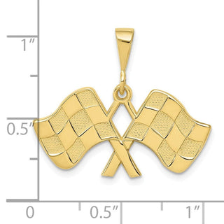 10K Yellow Gold Racing Flags Pendant