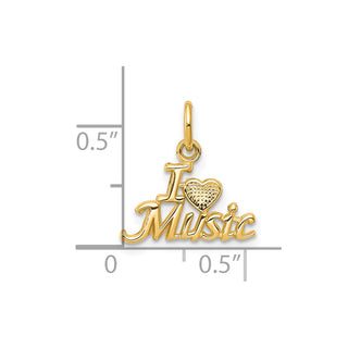 10k Yellow Gold I LOVE MUSIC Charm