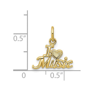 10k Yellow Gold I LOVE MUSIC Charm