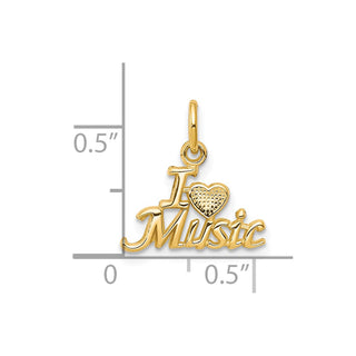 10k Yellow Gold I LOVE MUSIC Charm