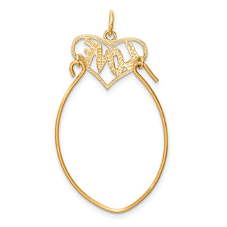 10K Yellow Gold Polished Filigree LOVE Charm Holder Pendant