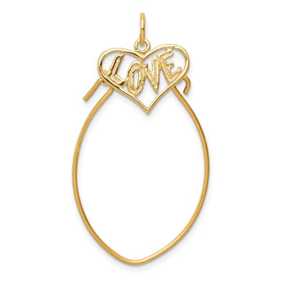 10K Yellow Gold Polished Filigree LOVE Charm Holder Pendant