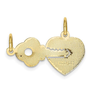 10k Yellow Gold Heart and Key Charm 10C214