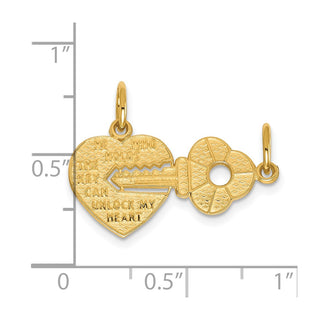 10k Yellow Gold Heart and Key Charm 10C214