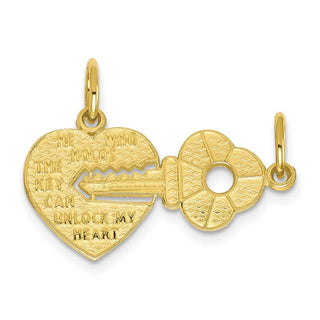 10k Yellow Gold Heart and Key Charm 10C214