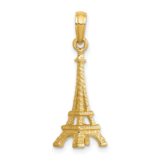 10K Yellow Gold Solid Polished 3-D Eiffel Tower Charm
