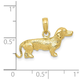10K Yellow Gold Solid Polished 3-Dimensional Wire Haired Dachshund Charm