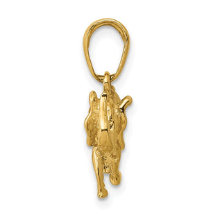 10k Yellow Gold Satin 3-D Elephant Pendant