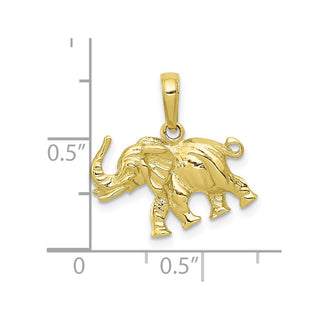 10k Yellow Gold Satin 3-D Elephant Pendant
