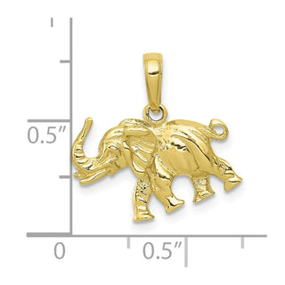 10k Yellow Gold Satin 3-D Elephant Pendant