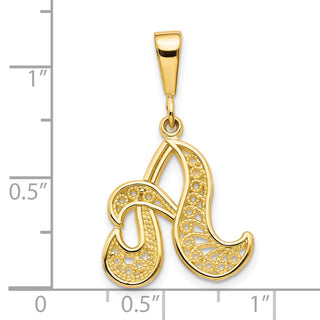 10k Yellow Gold Script Initial A Pendant