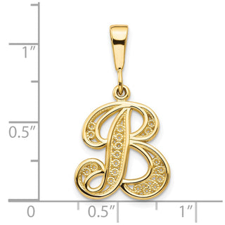 10k Yellow Gold Script Initial B Pendant