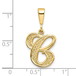 10k Yellow Gold Script Initial C Pendant