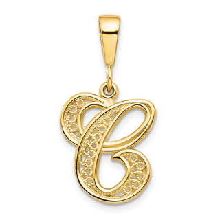 10k Yellow Gold Script Initial C Pendant
