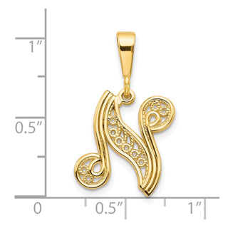 10k Yellow Gold Initial N Pendant 10C242/N