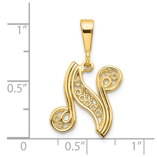 10k Yellow Gold Initial N Pendant 10C242/N