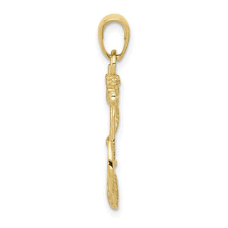 10k Yellow Gold Solid Polished Anchor Pendant