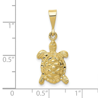 10K Yellow Gold Solid Polished Open-Backed Sea Turtle Charm