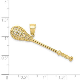 10K Yellow Gold Solid Polished 3-D Lacrosse Stick Pendant