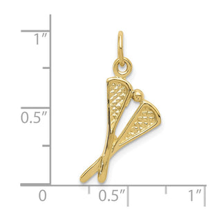 10K Yellow Gold Polished Lacrosse Sticks Charm
