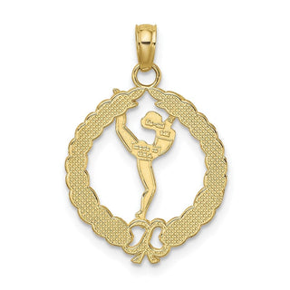 10k Yellow Gold Solid Polished Framed Gymnast Pendant 10C2635