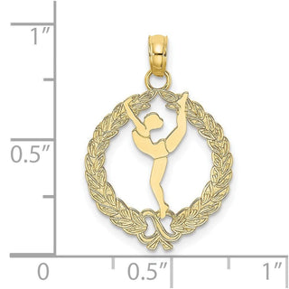 10k Yellow Gold Solid Polished Framed Gymnast Pendant 10C2635