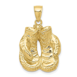 10k Yellow Gold Solid Polished Open-Backed Boxing Gloves Pendant