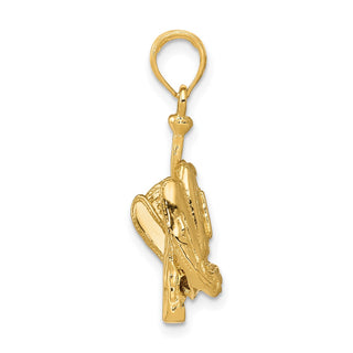 10k Yellow Gold Polished 3-Dimensional Glove/Bat/Ball Baseball Pendant