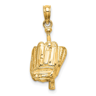 10k Yellow Gold Polished 3-Dimensional Glove/Bat/Ball Baseball Pendant