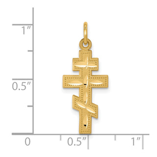 10k Yellow Gold Solid Flat-Backed Eastern Orthodox Cross Pendant