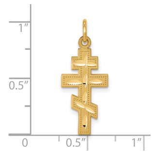 10k Yellow Gold Solid Flat-Backed Eastern Orthodox Cross Pendant
