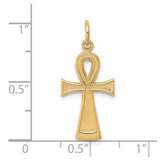 10k Yellow Gold Solid Flat-Backed Ankh / Egyptian Cross Pendant